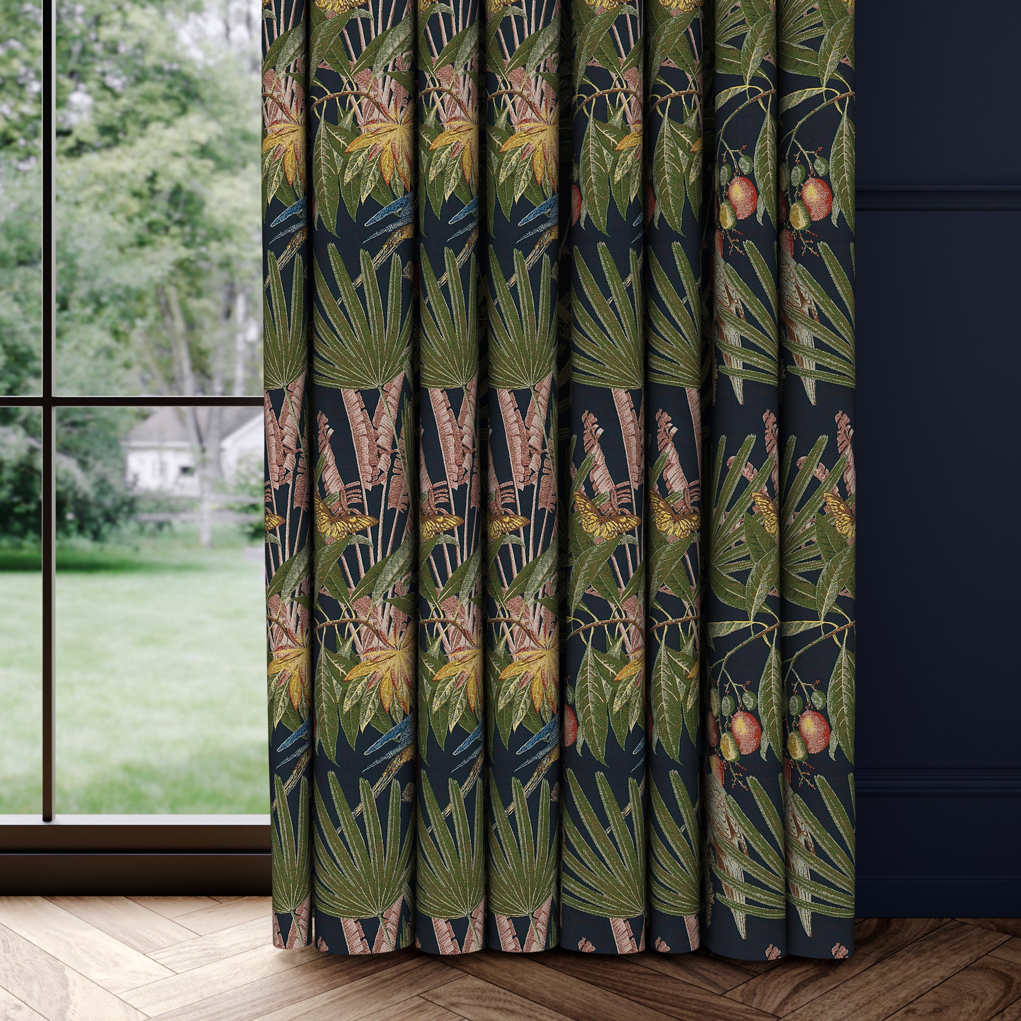 Tropical Treasures Made to Measure Curtains Tropical Treasures Navy