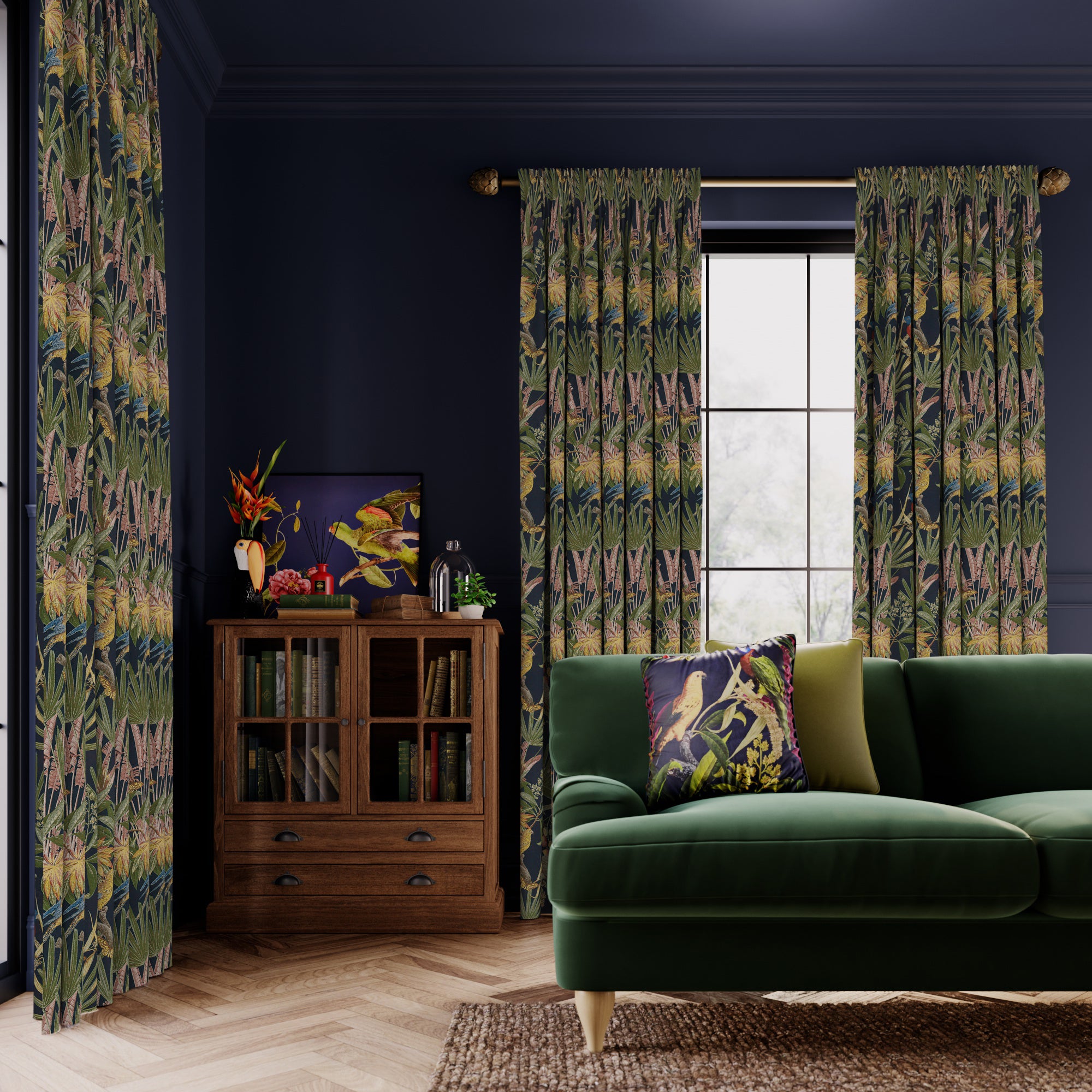 Tropical Treasures Made to Measure Curtains Tropical Treasures Navy