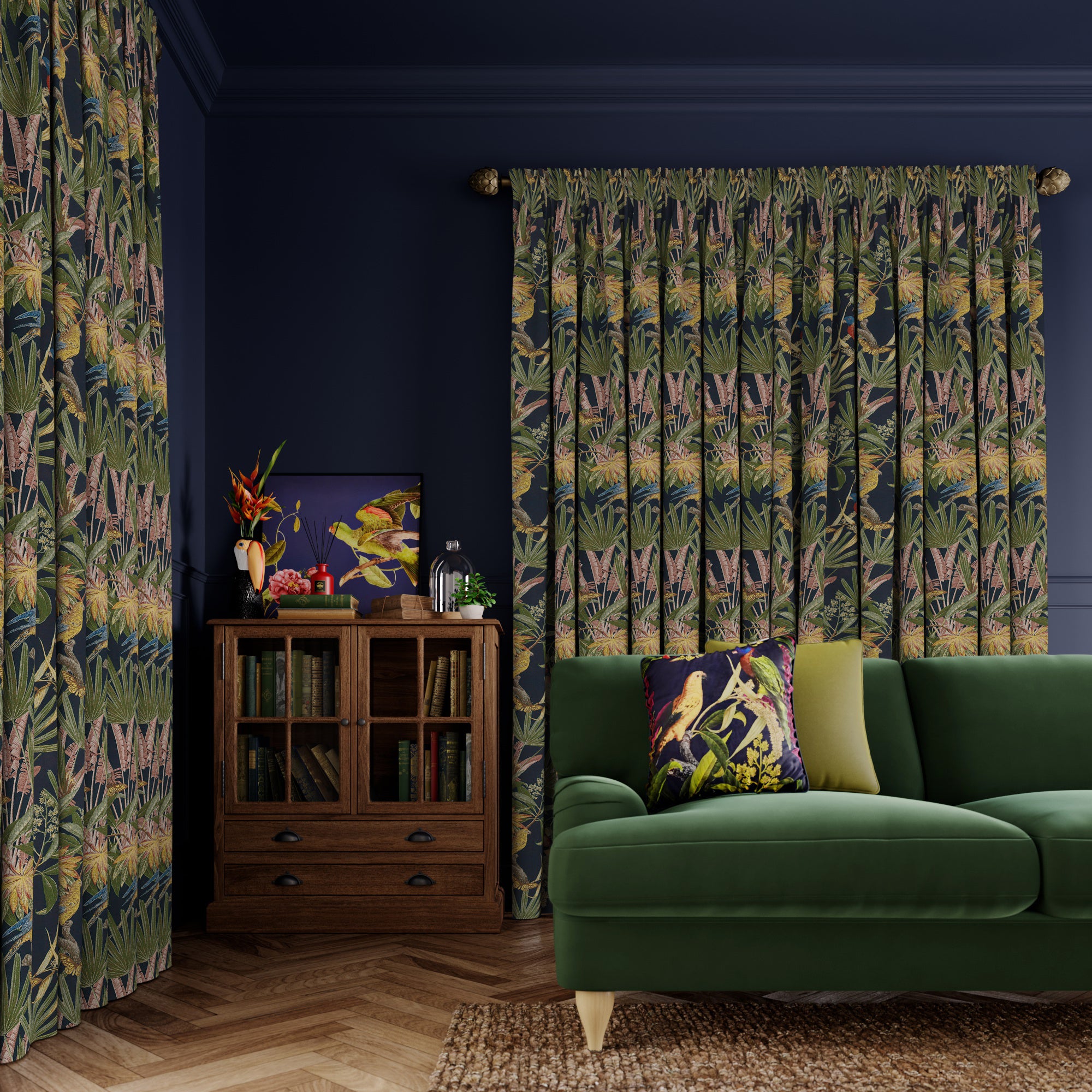 Tropical Treasures Made to Measure Curtains Tropical Treasures Navy