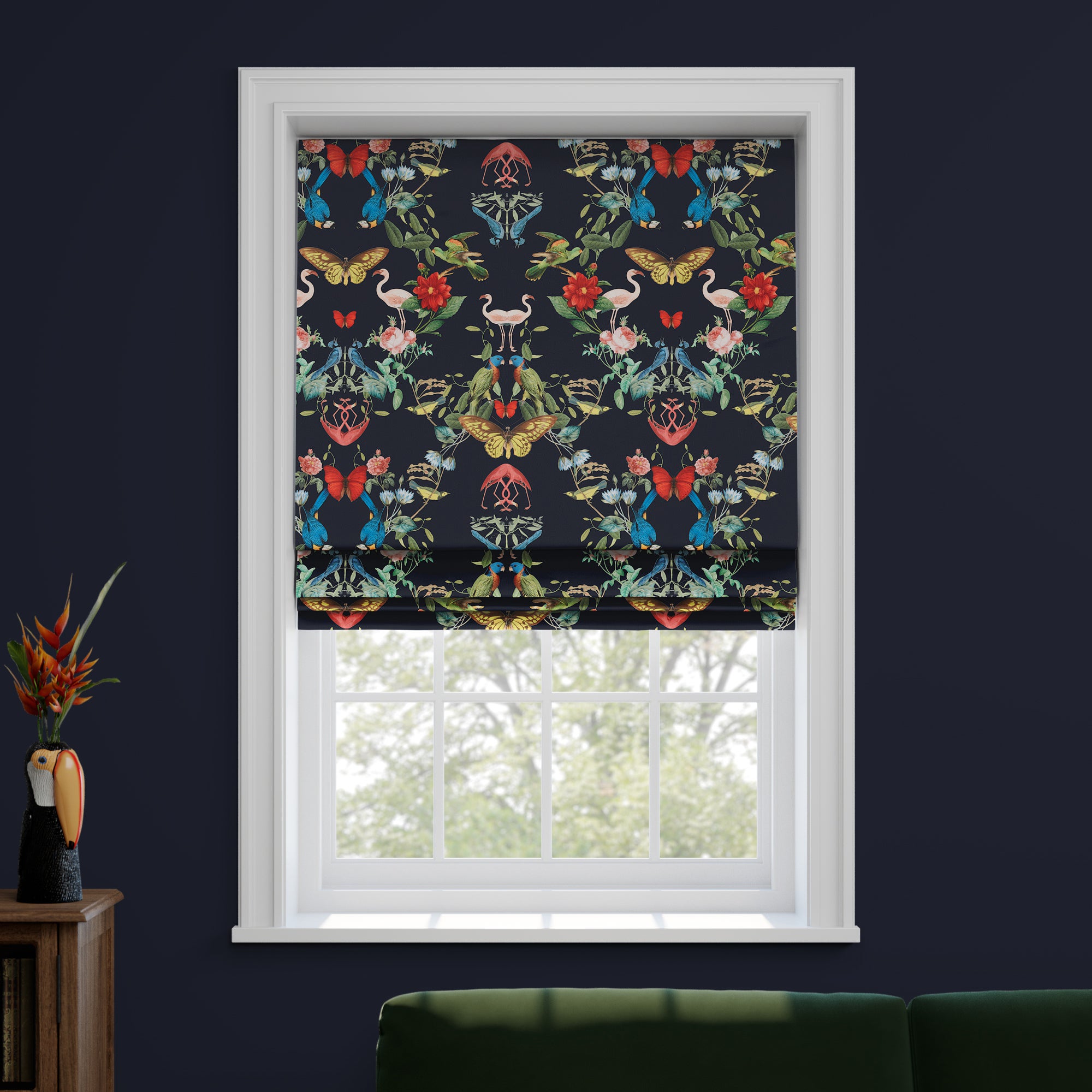 Tropical Kaleidoscope Made to Measure Roman Blind Tropical Kaleidoscope Navy