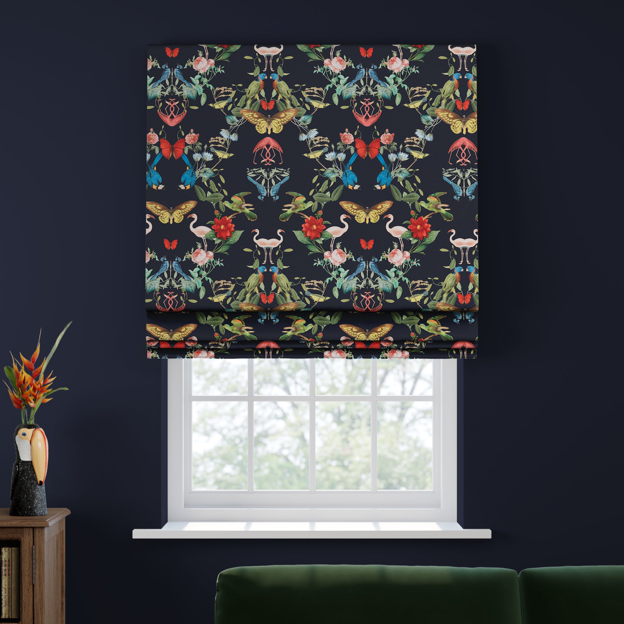 Tropical Kaleidoscope Made to Measure Roman Blind Tropical Kaleidoscope Navy