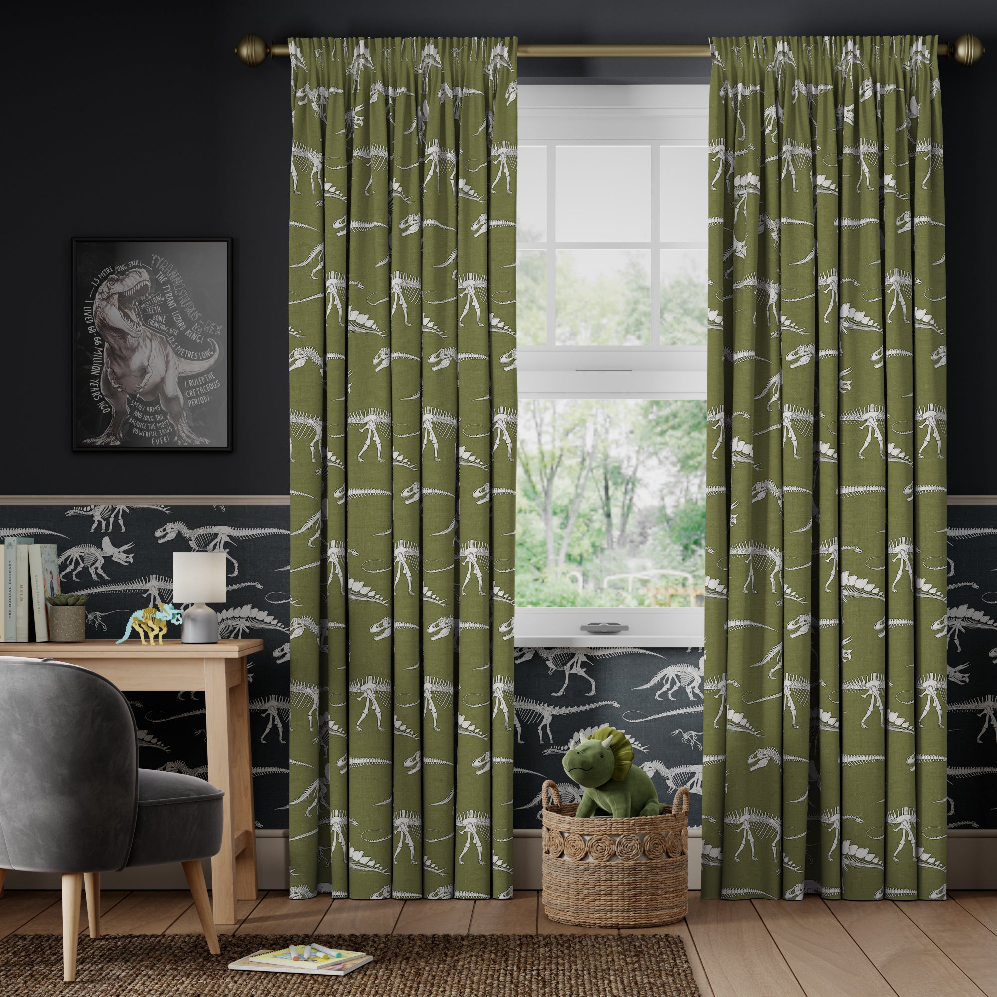 Fossil Forager Made to Measure Curtains Fossil Forager Olive