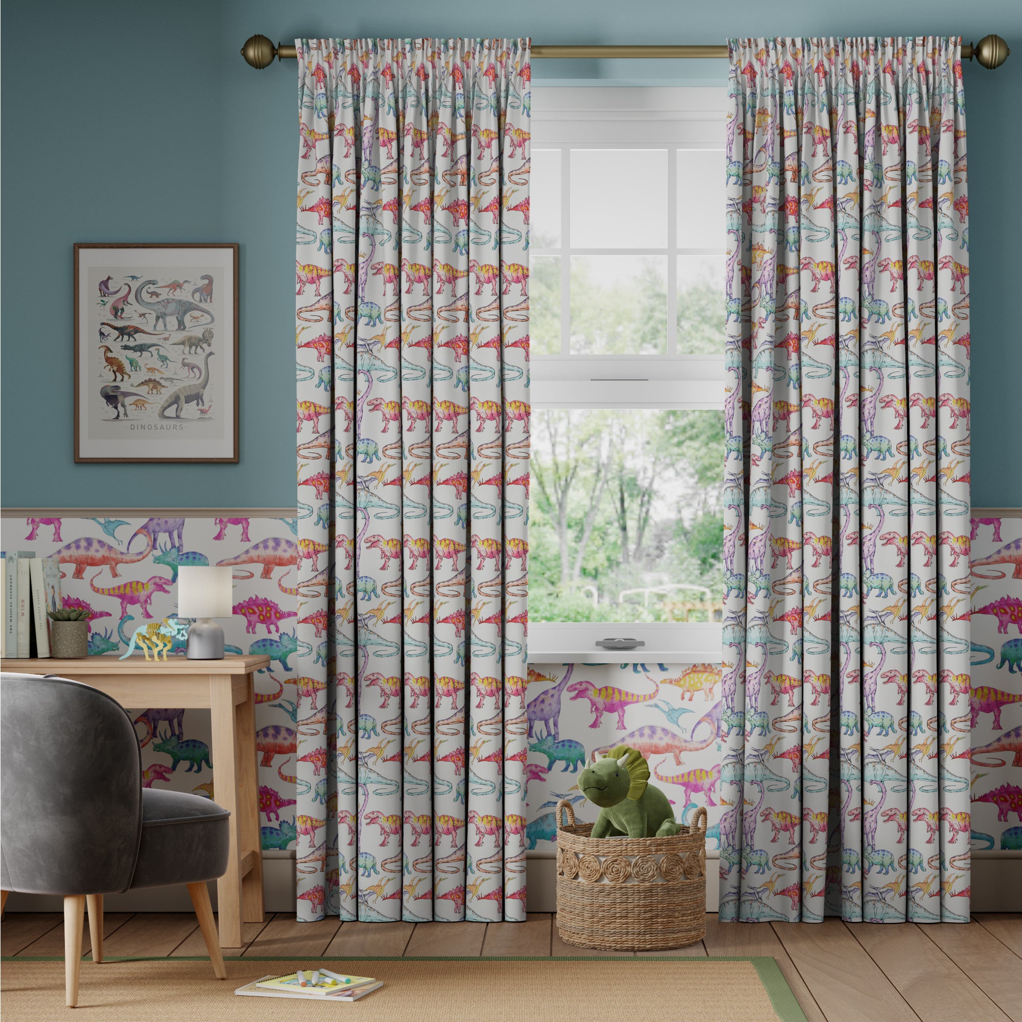 Dinosaur Gallery Made to Measure Curtains Dinosaur Gallery Multi