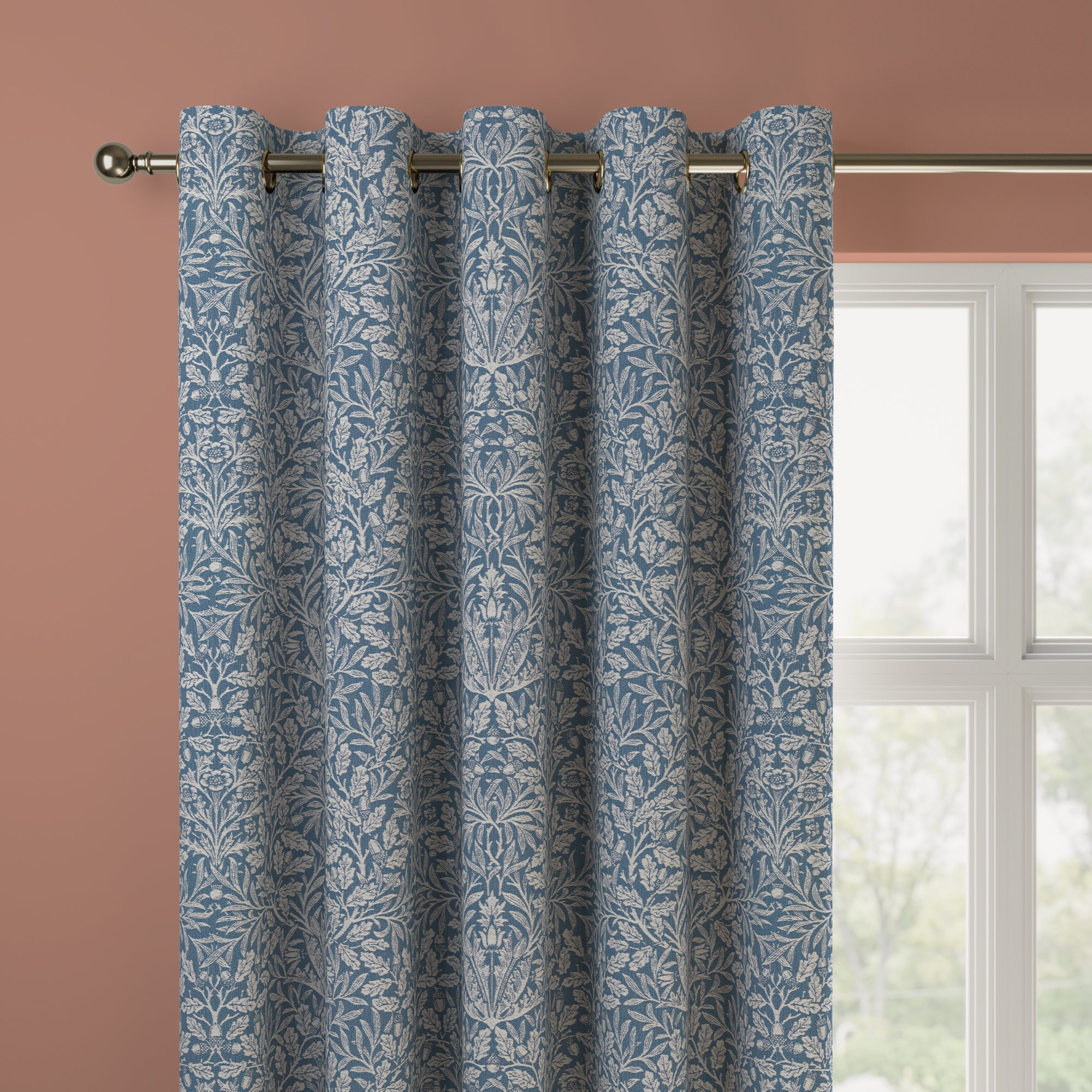 William Morris at Home Acorn Made to Measure Curtains William Morris Acorn Woven Indigo