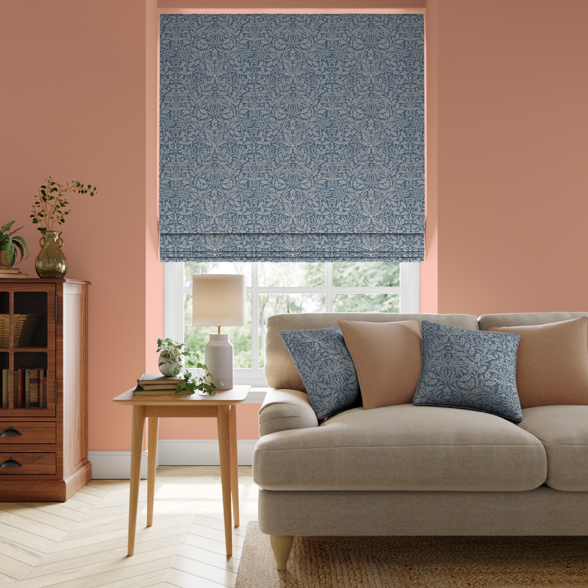 William Morris at Home Acorn Made to Measure Roman Blind William Morris Acorn Woven Indigo