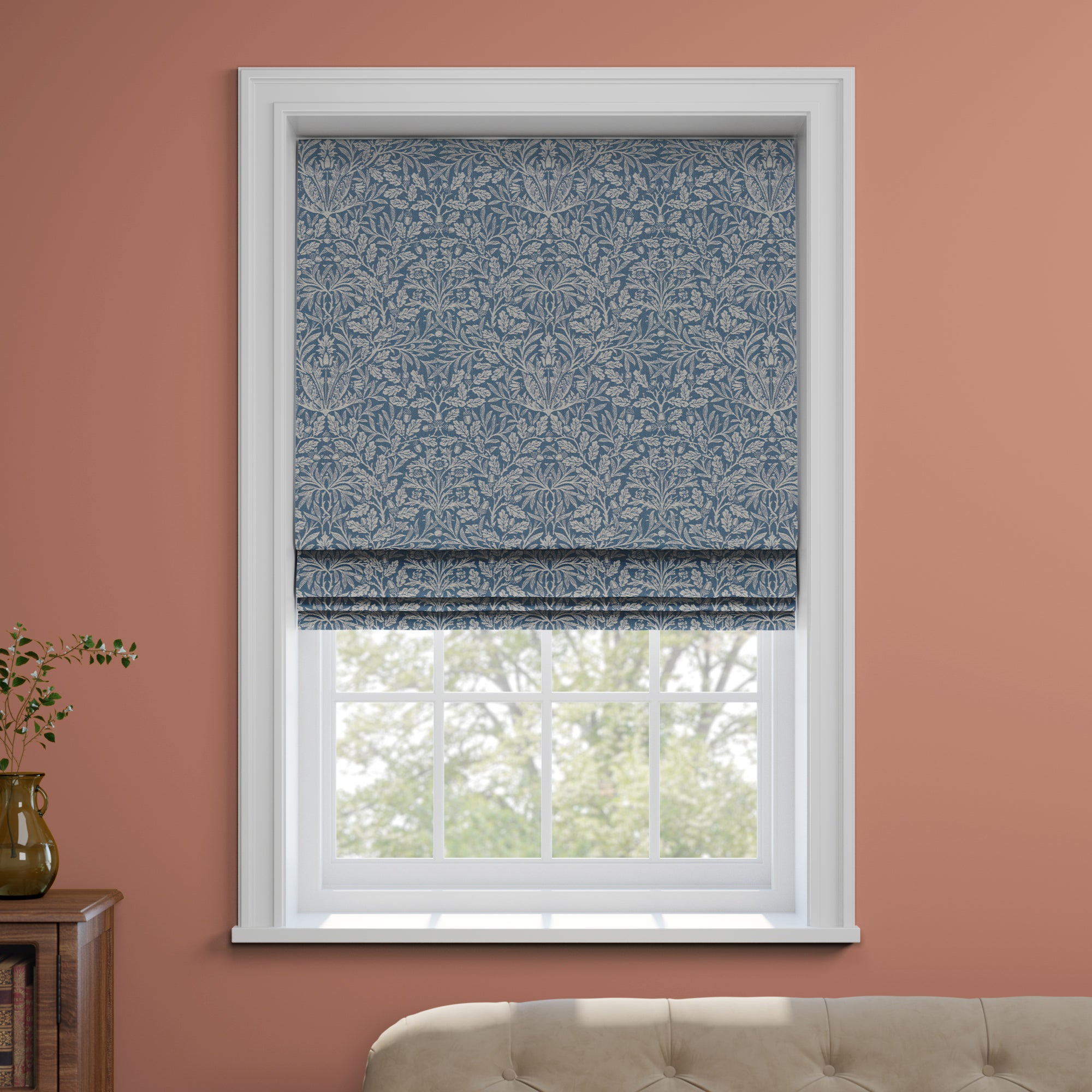 William Morris at Home Acorn Made to Measure Roman Blind William Morris Acorn Woven Indigo