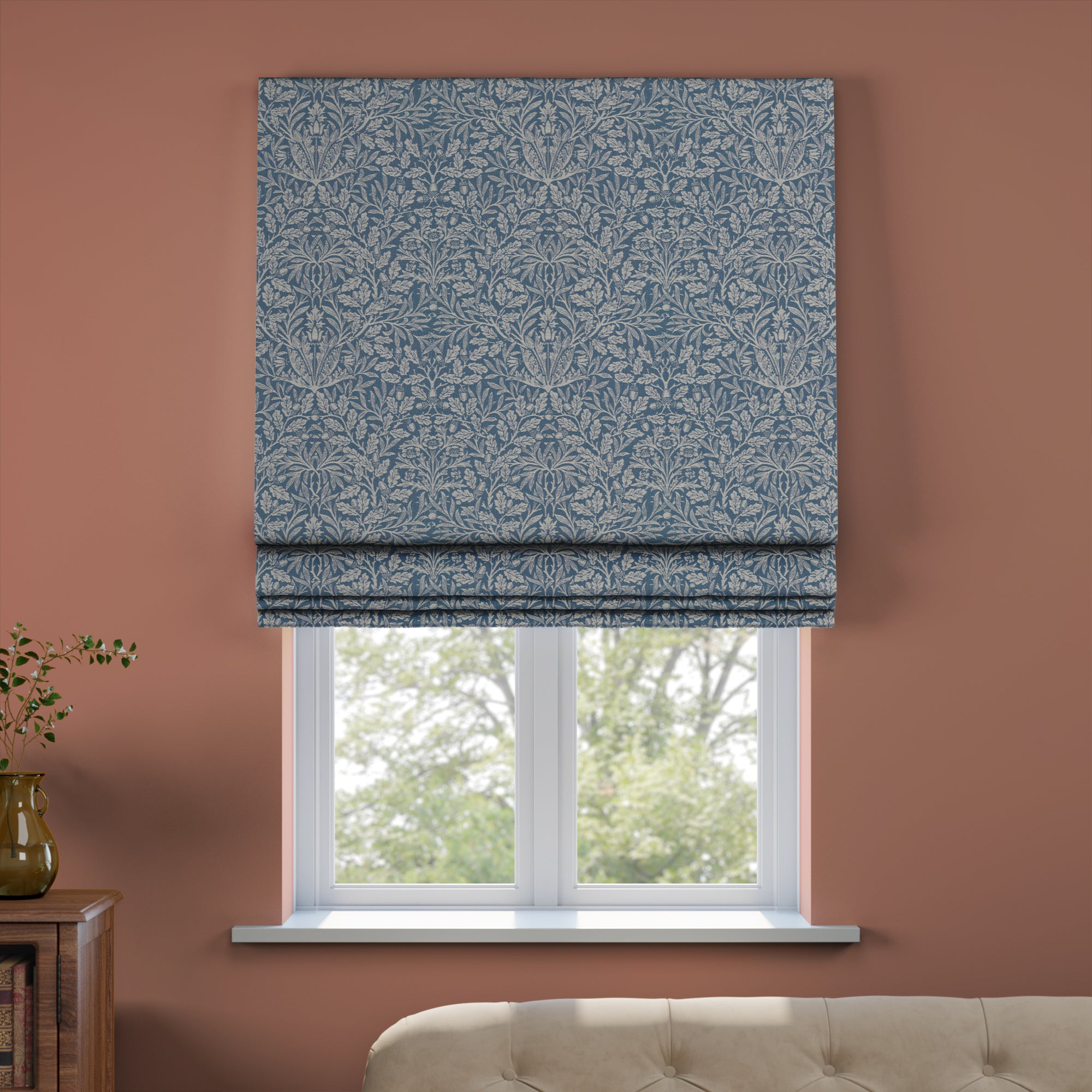 William Morris at Home Acorn Made to Measure Roman Blind William Morris Acorn Woven Indigo