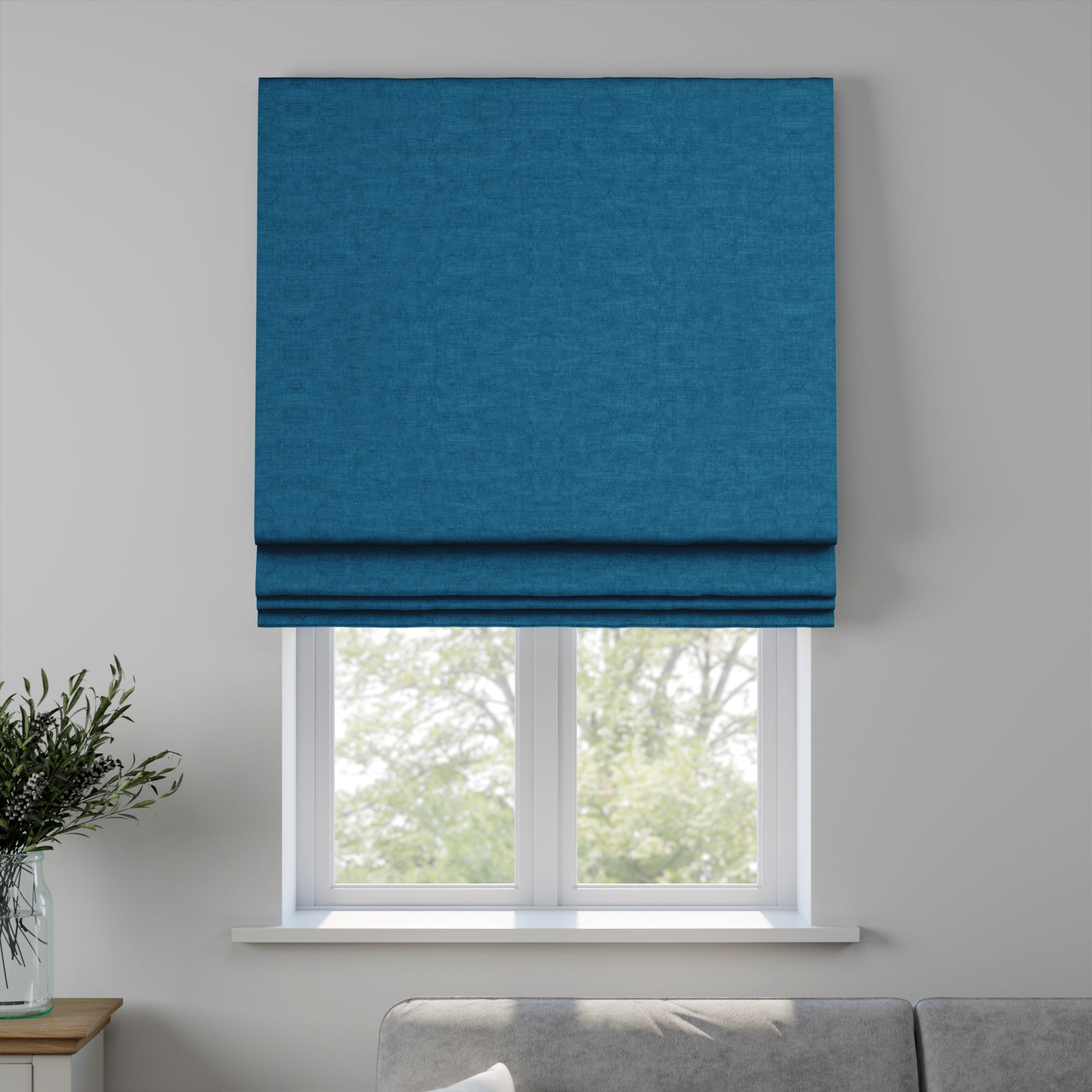 Luxury Velvet Made to Measure Roman Blind Lux Velvet French Blue