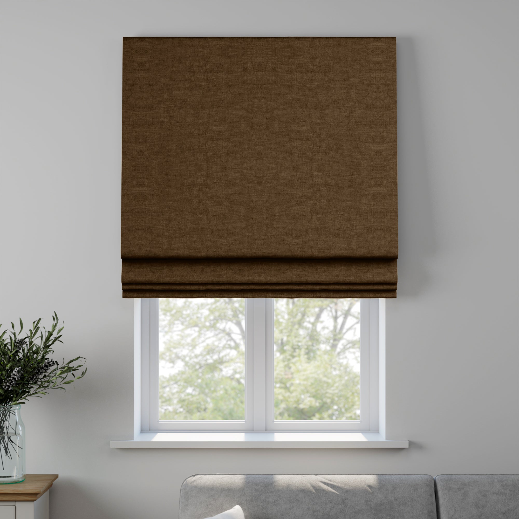 Luxury Velvet Made to Measure Roman Blind Lux Velvet Hickory