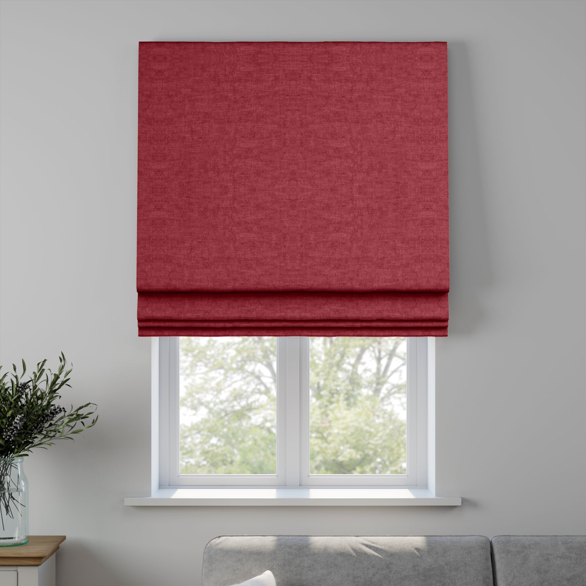 Luxury Velvet Made to Measure Roman Blind Lux Velvet Rosso