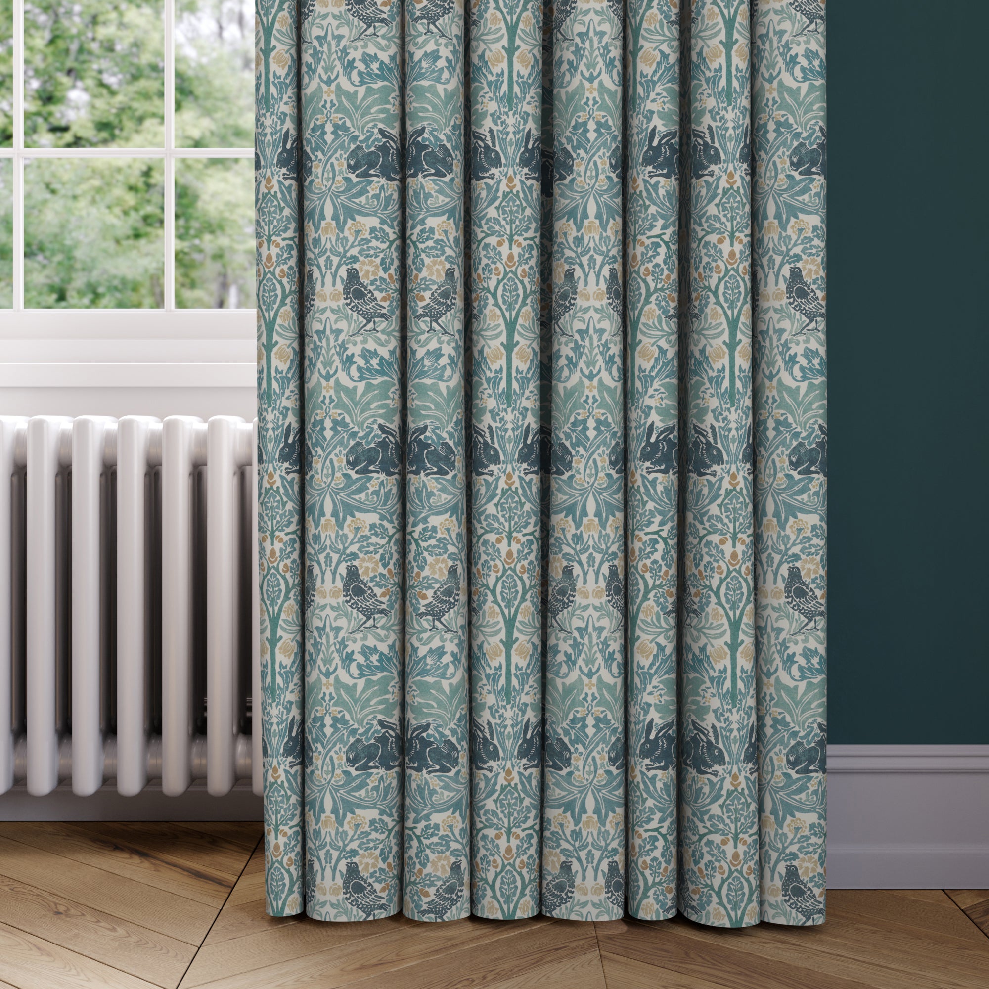 William Morris at Home Brother Rabbit Made to Measure Curtains William Morris Brother Rabbit Aqua