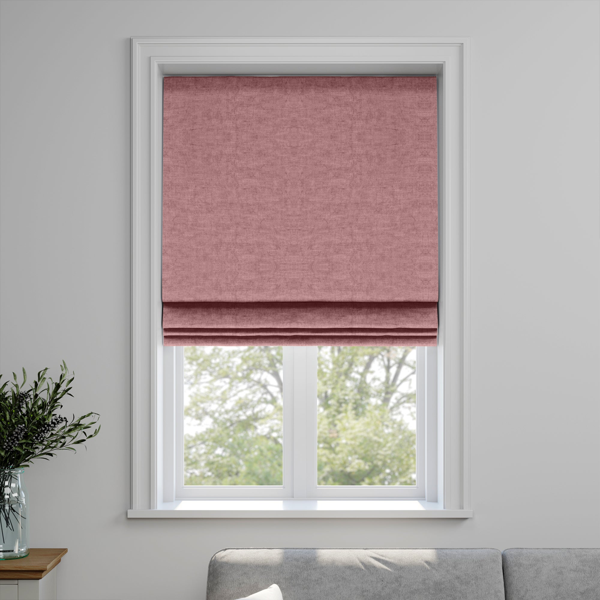 Luxury Velvet Made to Measure Roman Blind Lux Velvet Blush