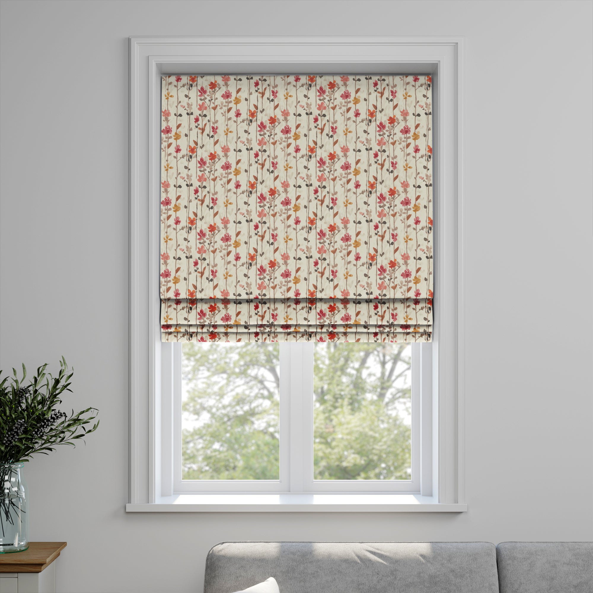 Woodland Floral Made to Measure Roman Blind Woodland Floral Raspberry