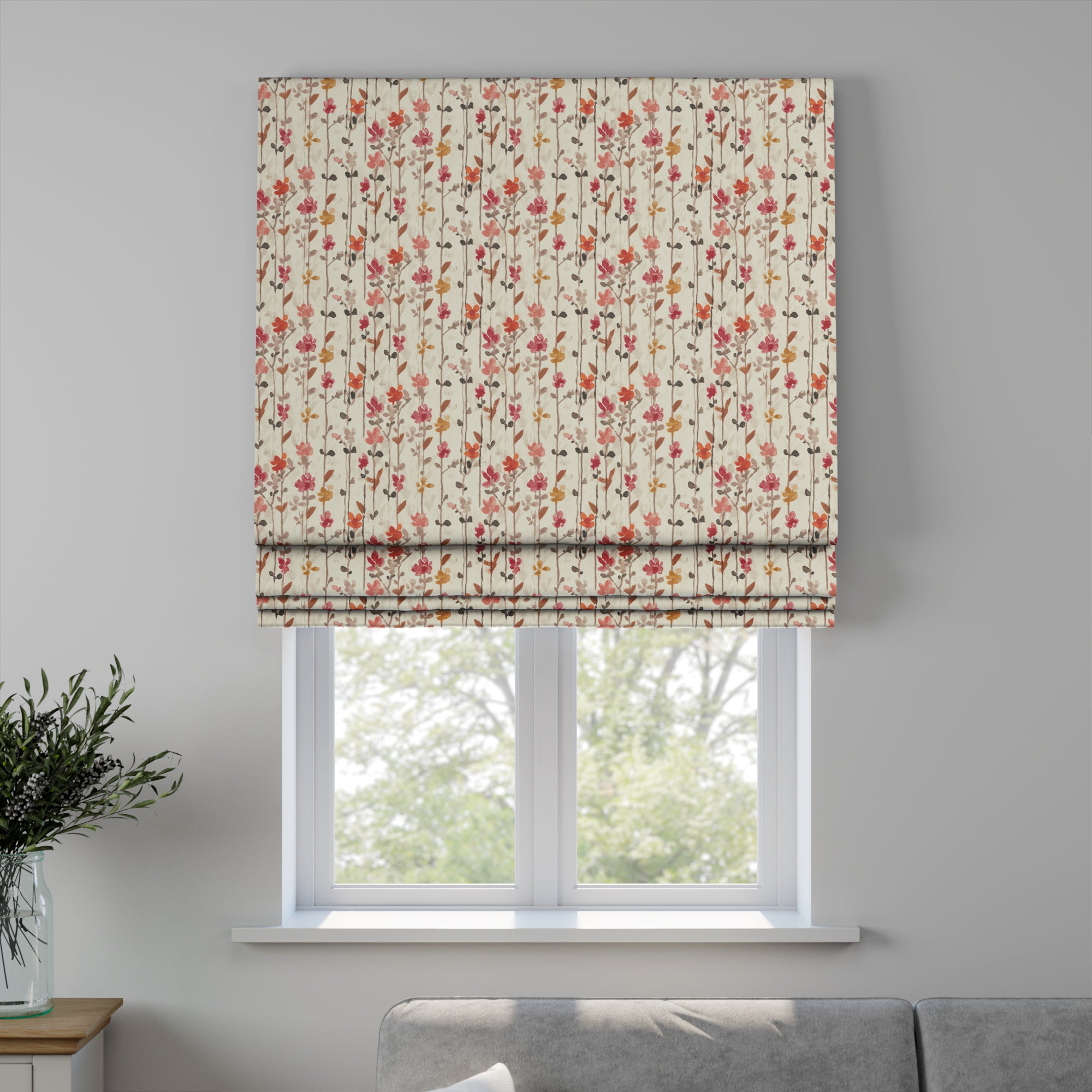 Woodland Floral Made to Measure Roman Blind Woodland Floral Raspberry