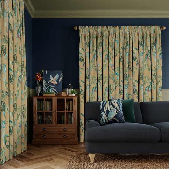 Natural History Museum Kingfisher Made to Measure Curtains Gold