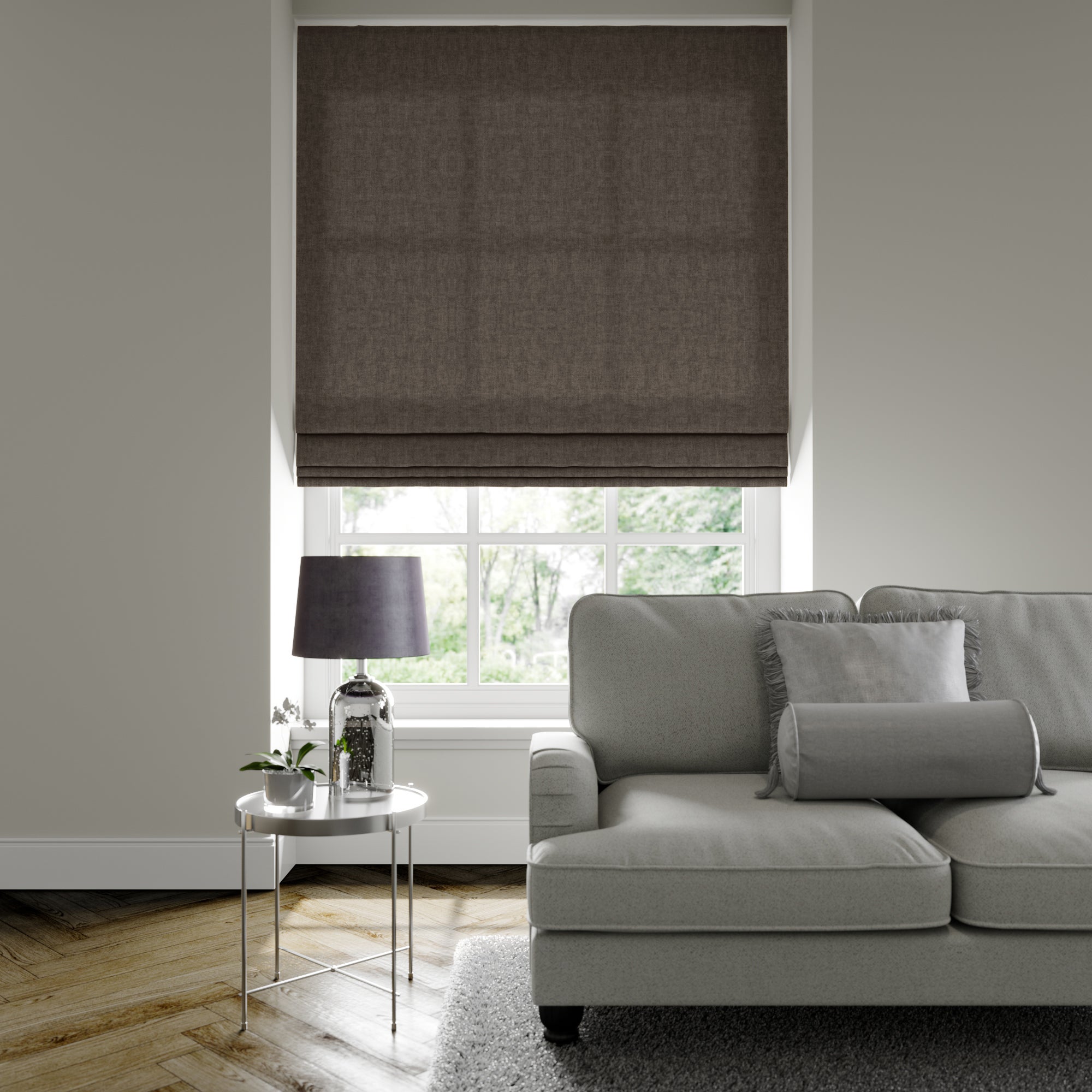 Luxury Velvet Made to Measure Roman Blind Lux Velvet Pewter