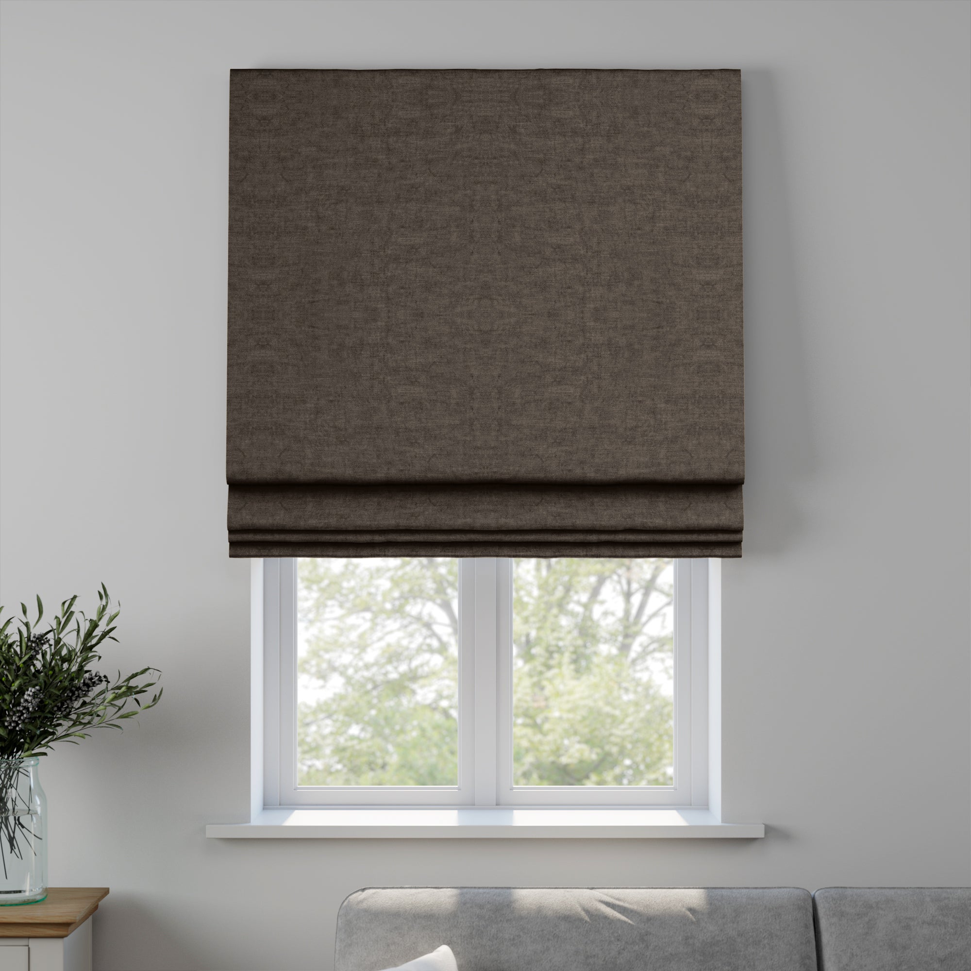 Luxury Velvet Made to Measure Roman Blind Lux Velvet Pewter