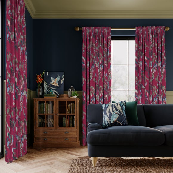 Natural History Museum Kingfisher Made to Measure Curtains Magenta