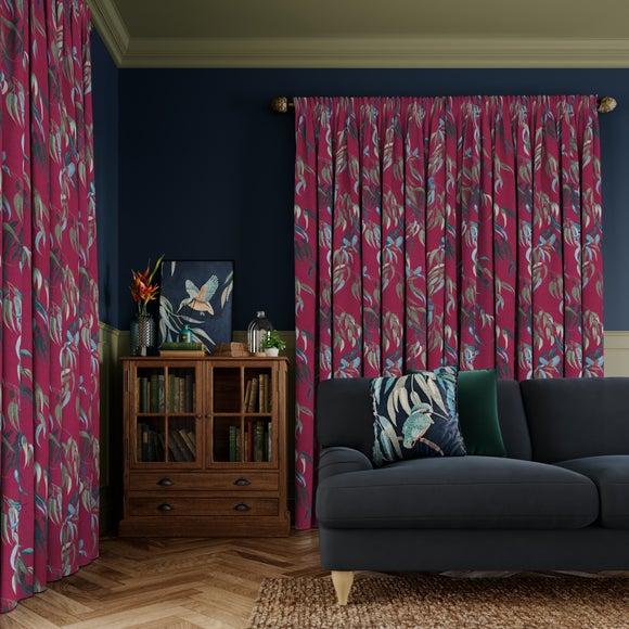 Natural History Museum Kingfisher Made to Measure Curtains Magenta