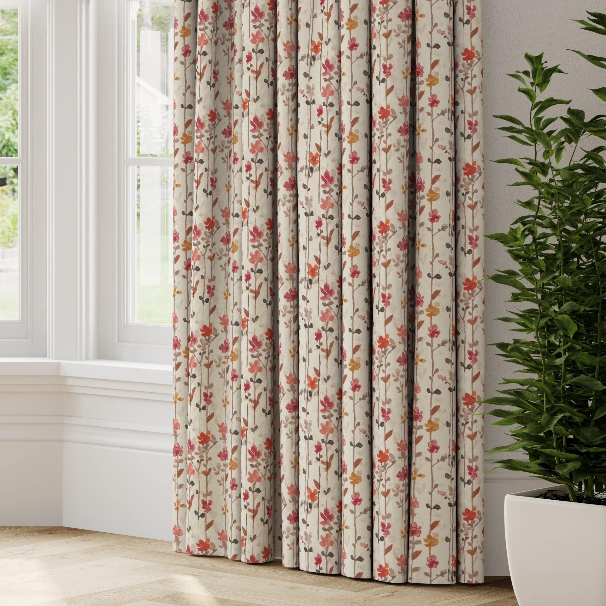 Woodland Floral Made to Measure Curtains Woodland Floral Raspberry