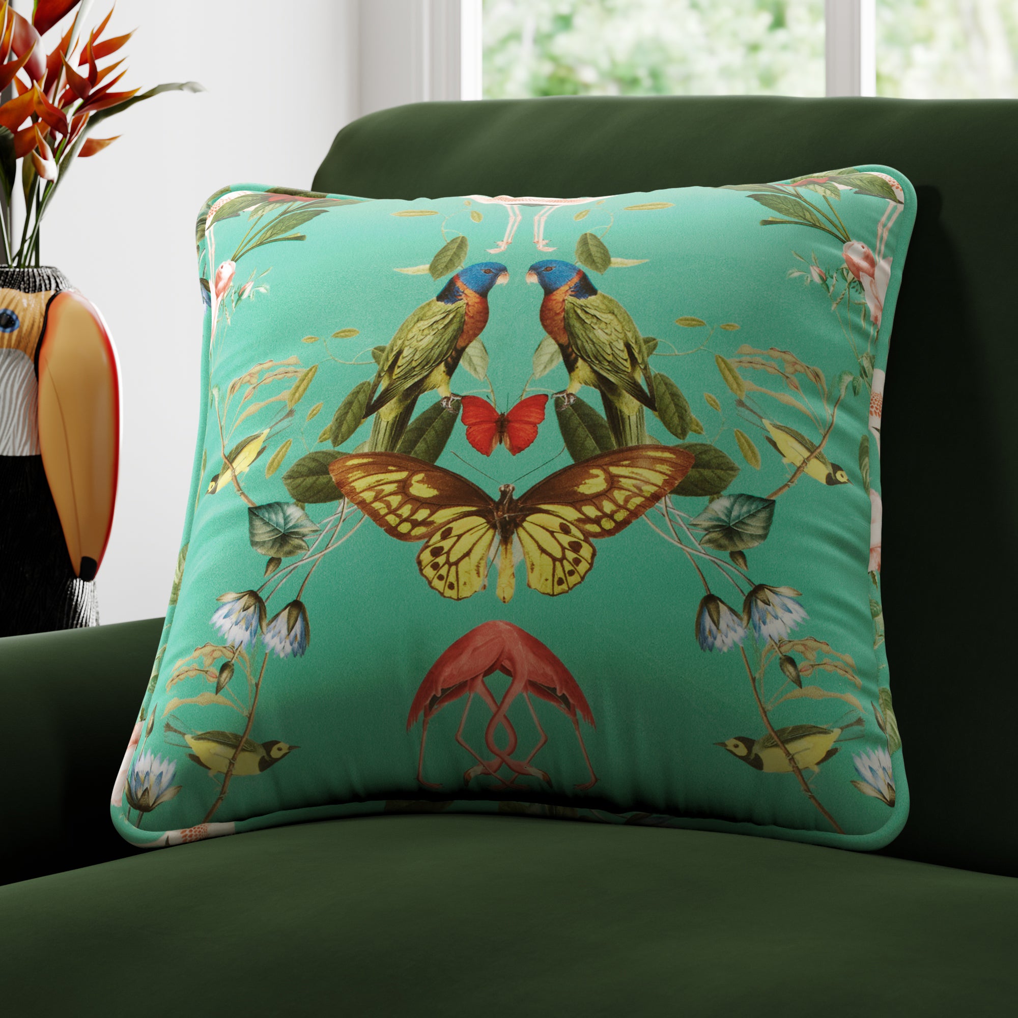 Tropical Kaleidoscope Made to Order Cushion Cover Tropical Kaleidoscope Aqua