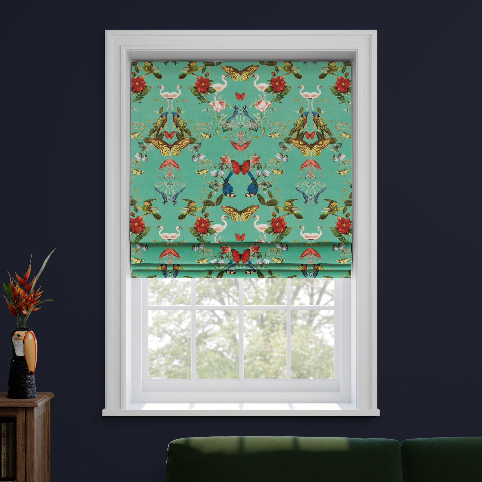 Tropical Kaleidoscope Made to Measure Roman Blind Tropical Kaleidoscope Aqua