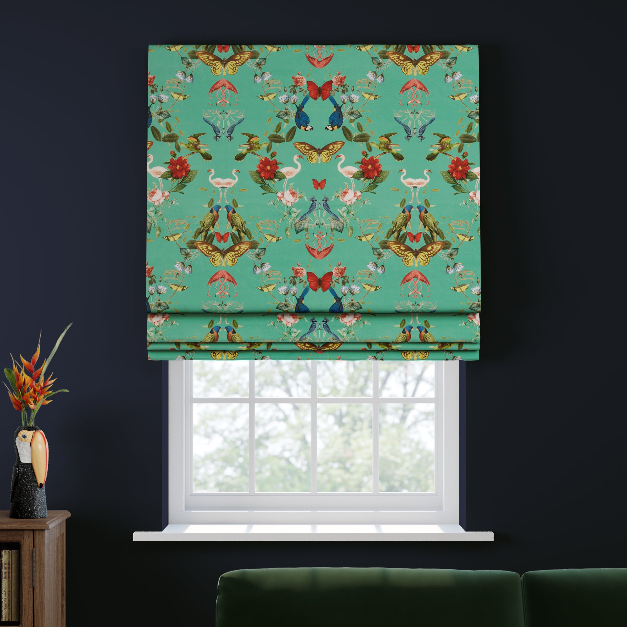 Tropical Kaleidoscope Made to Measure Roman Blind Tropical Kaleidoscope Aqua