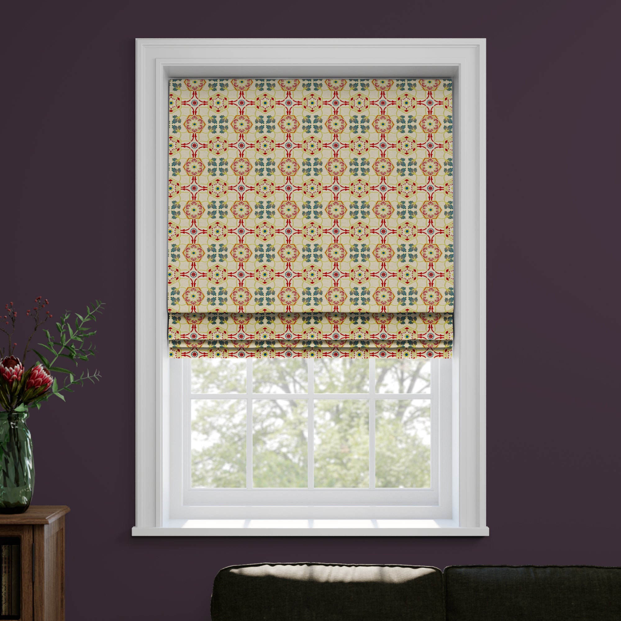 Architectural Treasures Made to Measure Roman Blind Architectural Treasures Red Blue