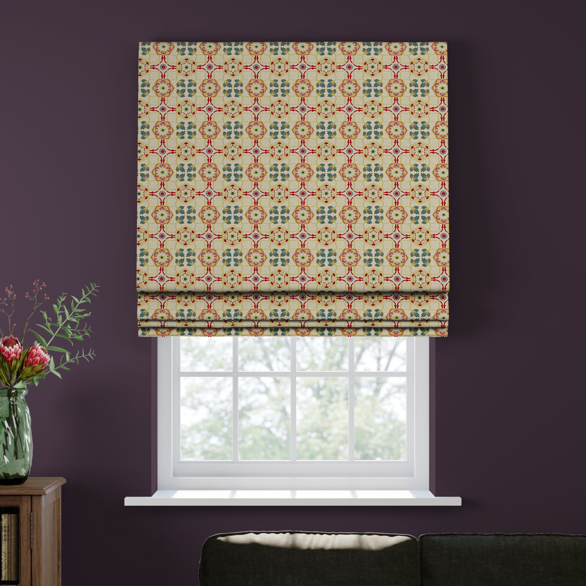 Architectural Treasures Made to Measure Roman Blind Architectural Treasures Red Blue