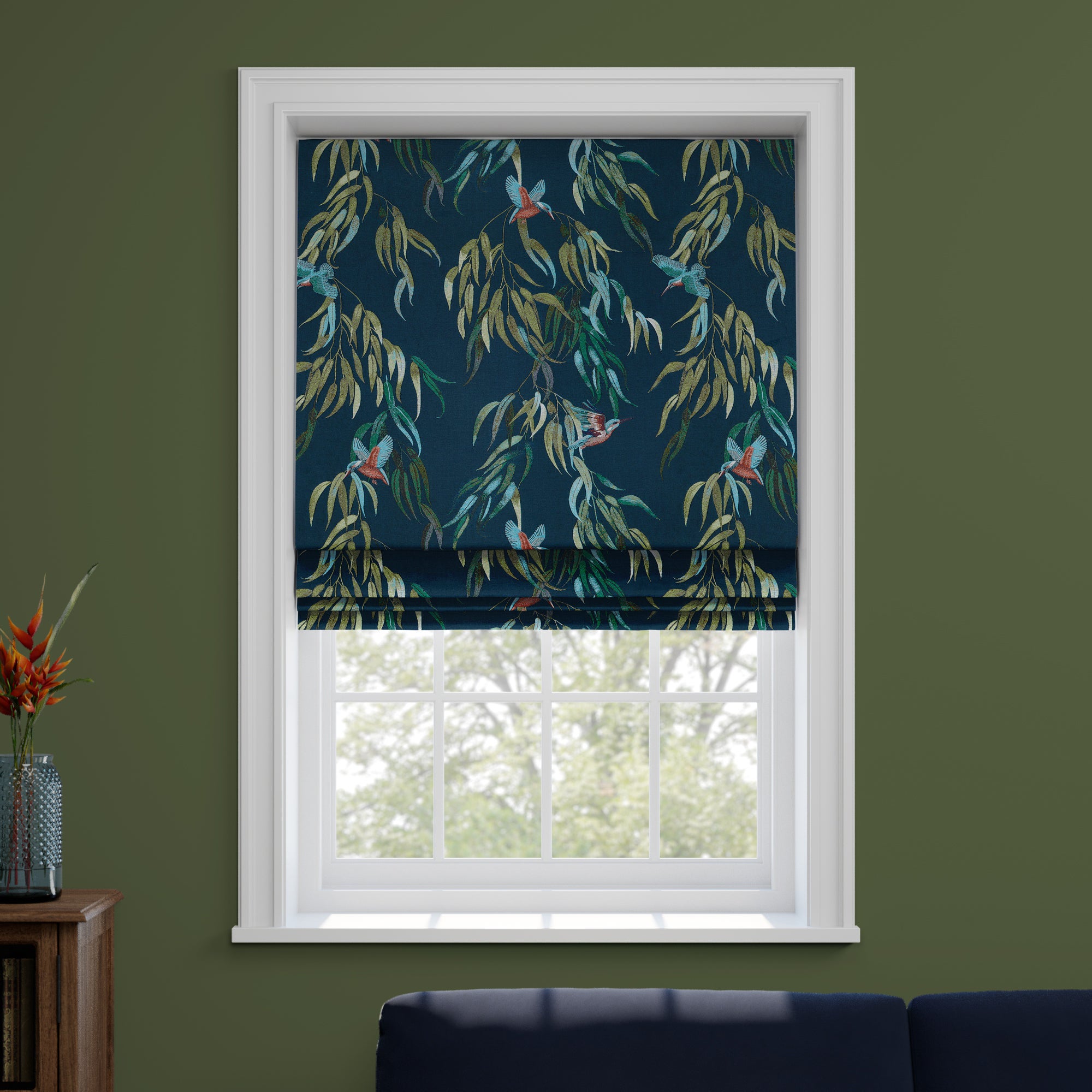 Kingfisher Made to Measure Roman Blind Kingfisher Teal