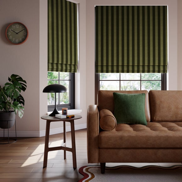 Elements Velvet Stripe Made to Measure Roman Blind Elements Velvet Stripe Olive