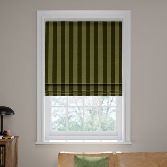 Elements Velvet Stripe Made to Measure Roman Blind Elements Velvet Stripe Olive
