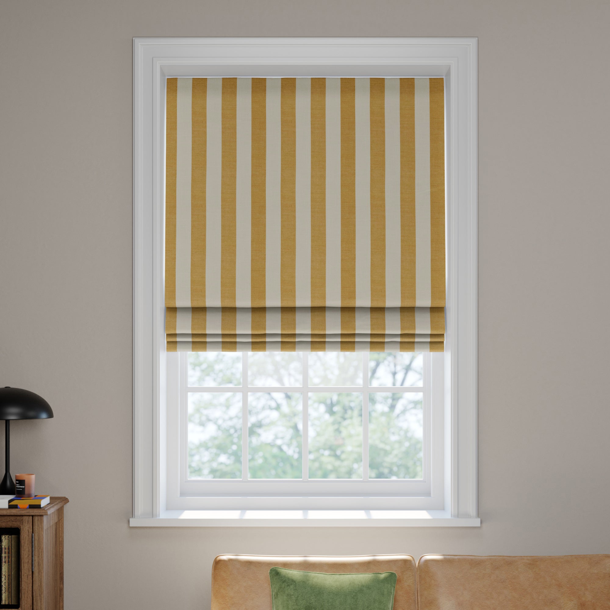 Elements Stripe Linen Look Made to Measure Roman Blind Elements Stripe Ochre