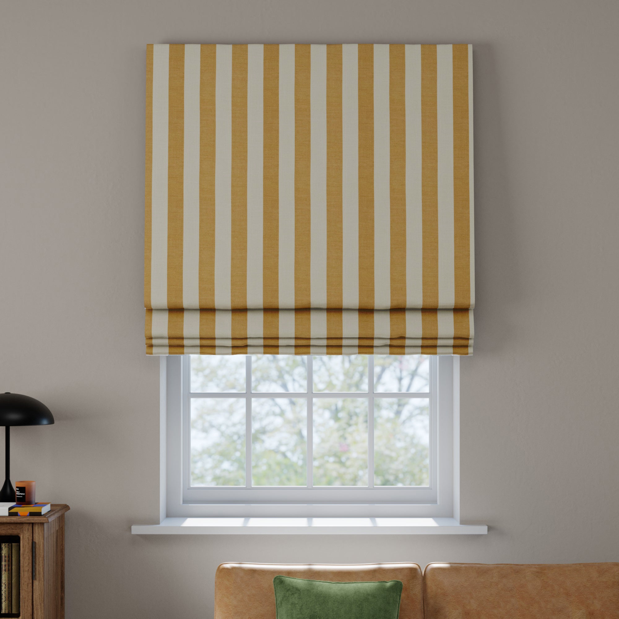 Elements Stripe Linen Look Made to Measure Roman Blind Elements Stripe Ochre