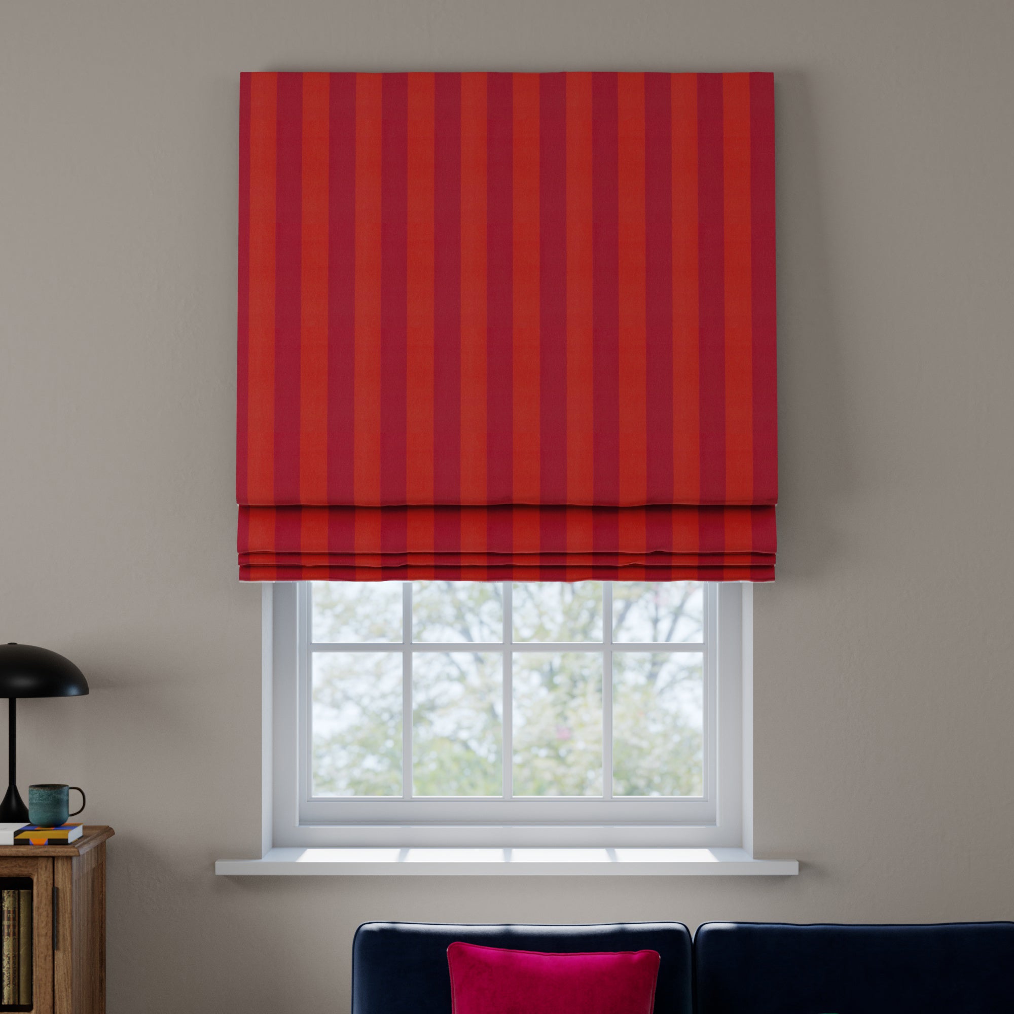 Elements Velvet Stripe Made to Measure Roman Blind Elements Velvet Stripe Geranium