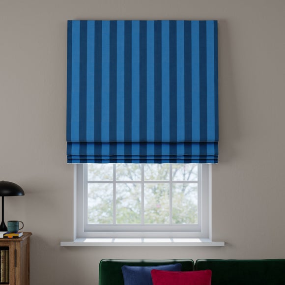 Elements Velvet Stripe Made to Measure Roman Blind Elements Velvet Stripe Blue