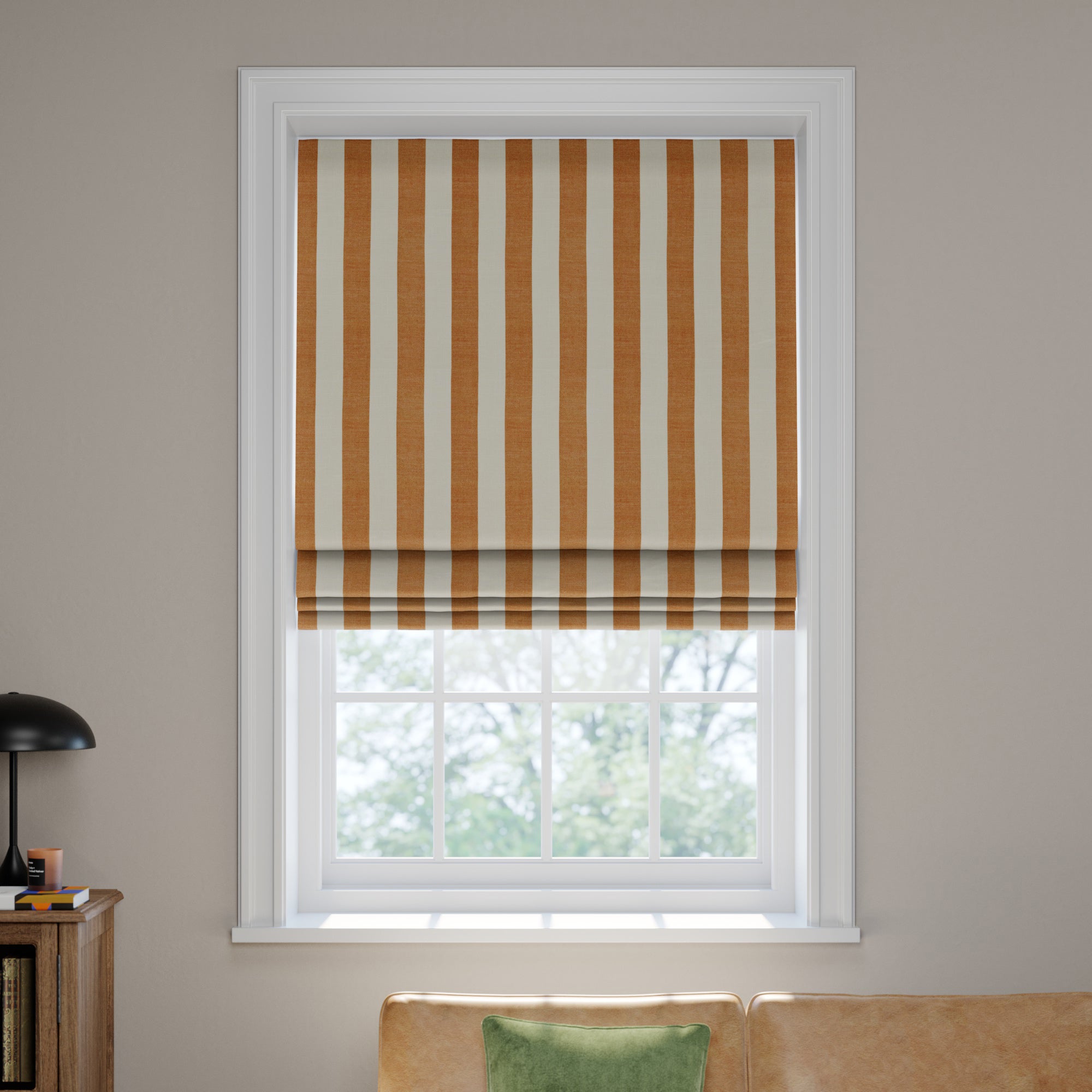 Elements Stripe Linen Look Made to Measure Roman Blind Elements Stripe Butterscotch