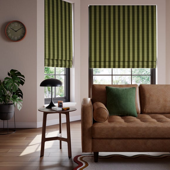 Elements Stripe 100% Cotton Made to Measure Roman Blind Elements Stripe Olive