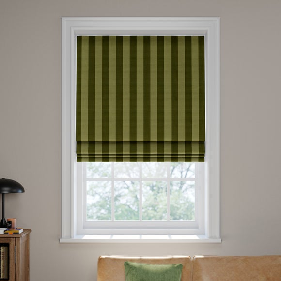 Elements Stripe 100% Cotton Made to Measure Roman Blind Elements Stripe Olive
