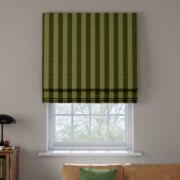 Elements Stripe 100% Cotton Made to Measure Roman Blind Elements Stripe Olive