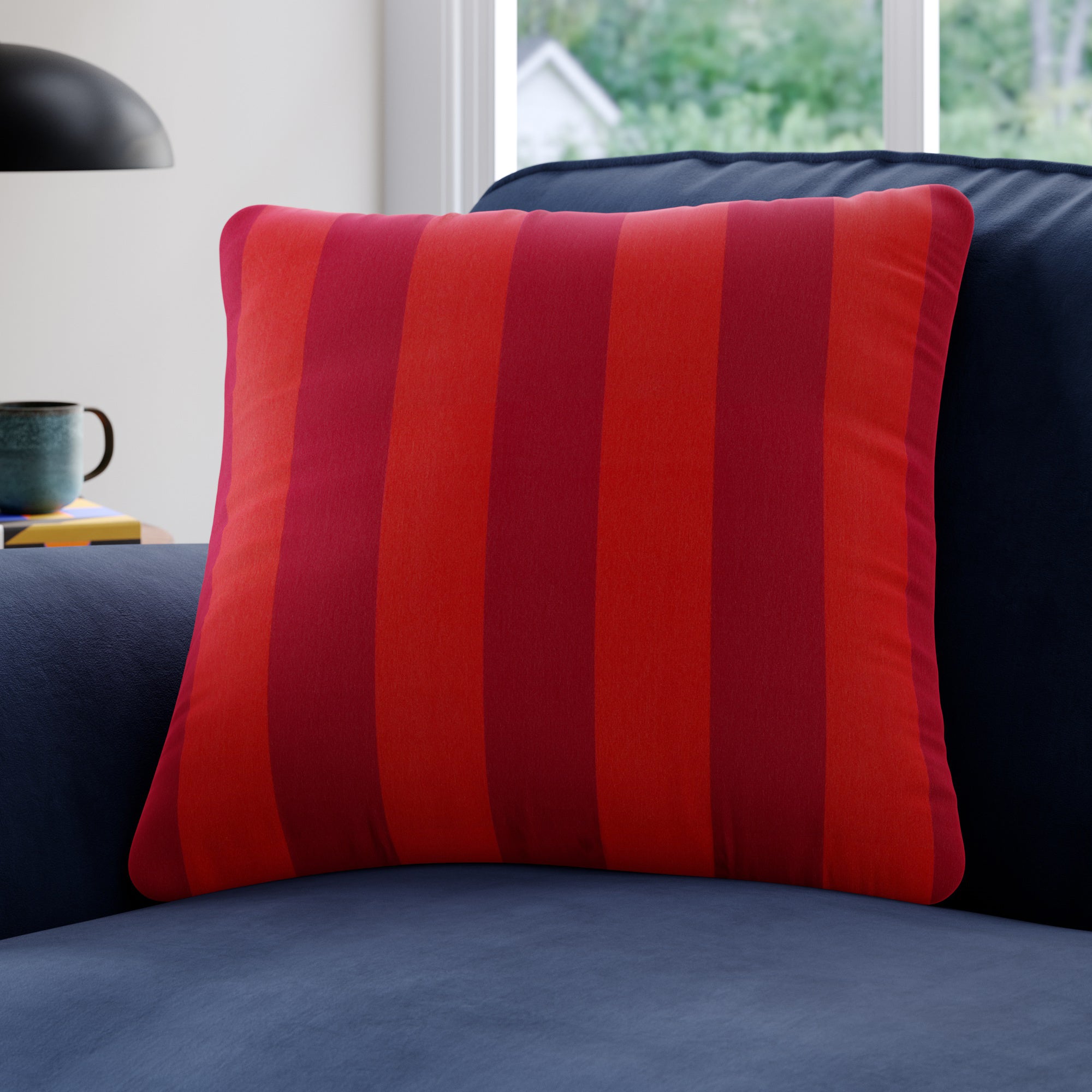 Elements Velvet Stripe Made to Order Cushion Cover Elements Velvet Stripe Geranium