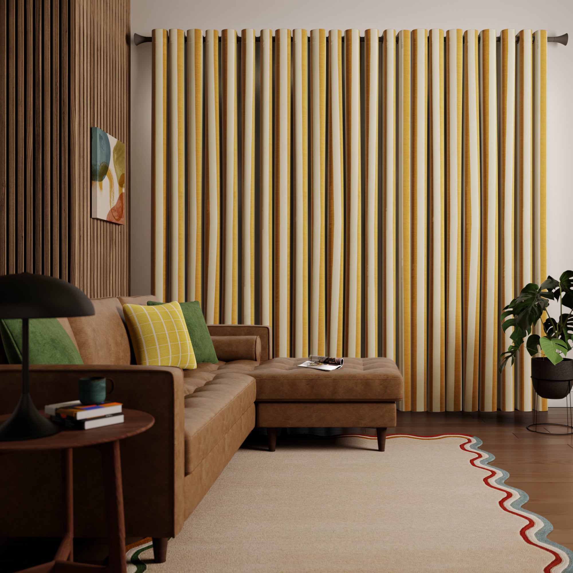 Elements Stripe Linen Look Made to Measure Curtains Elements Stripe Ochre