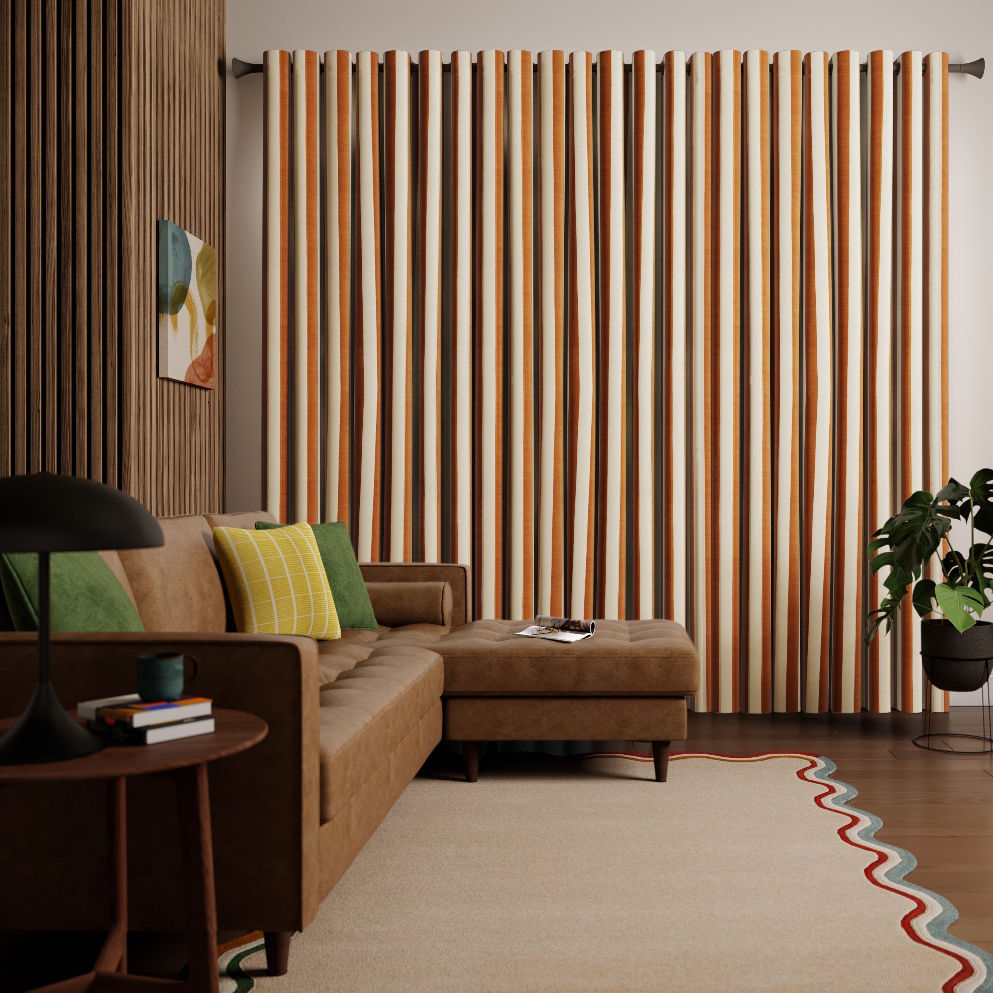 Elements Stripe Linen Look Made to Measure Curtains Elements Stripe Butterscotch