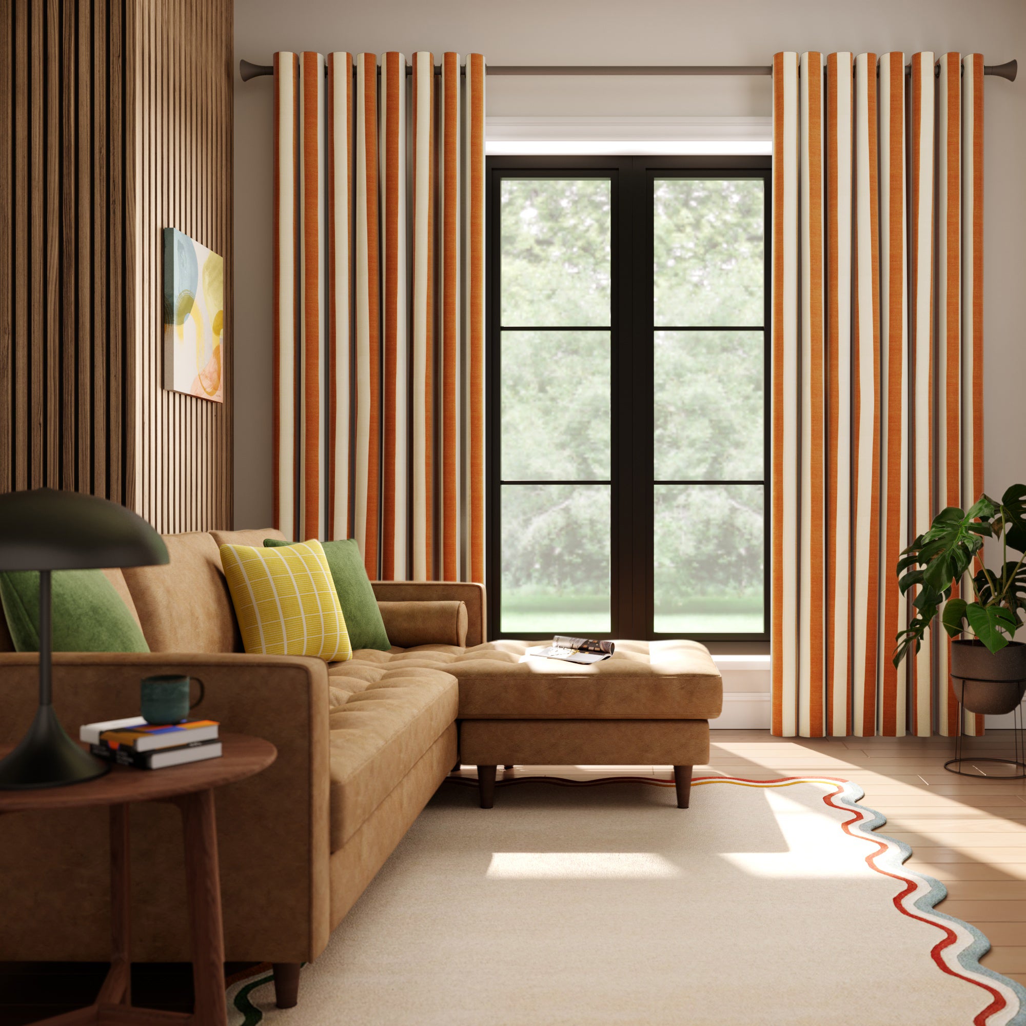 Elements Stripe Linen Look Made to Measure Curtains Elements Stripe Butterscotch