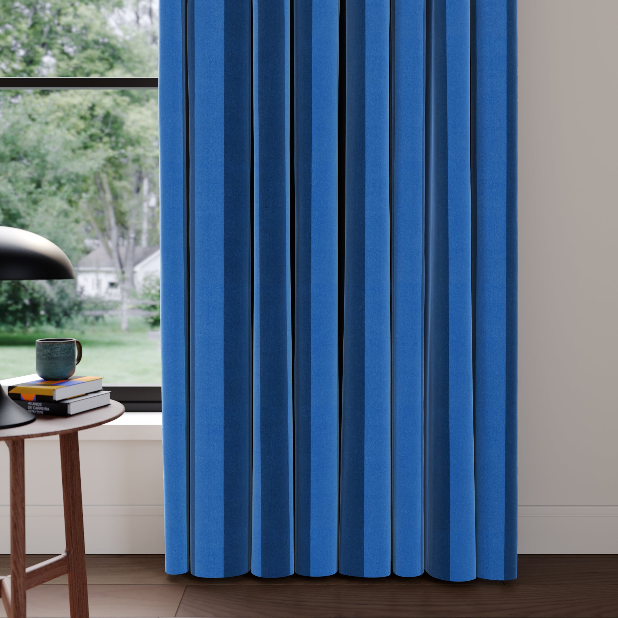 Elements Velvet Stripe Made to Measure Curtains Elements Velvet Stripe Blue