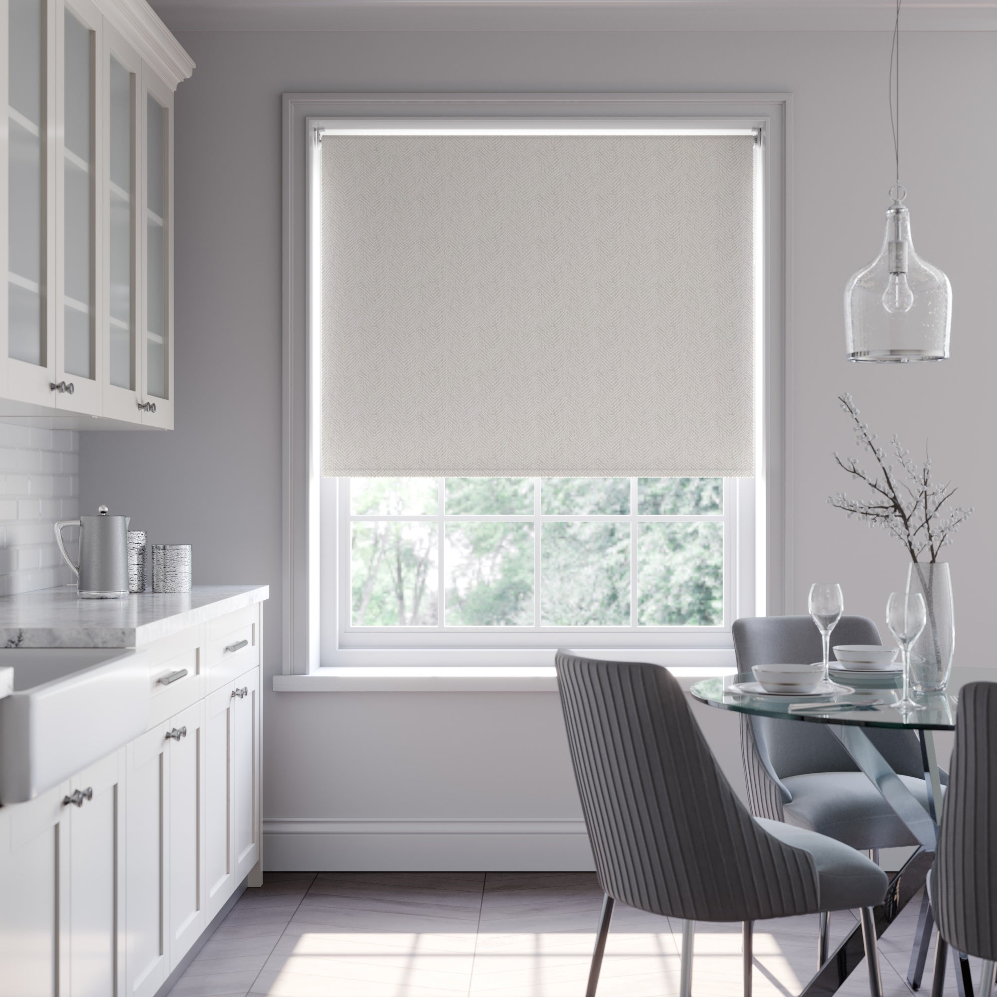 Herringbone Blackout Made to Measure Roller Blind Herringbone Stone