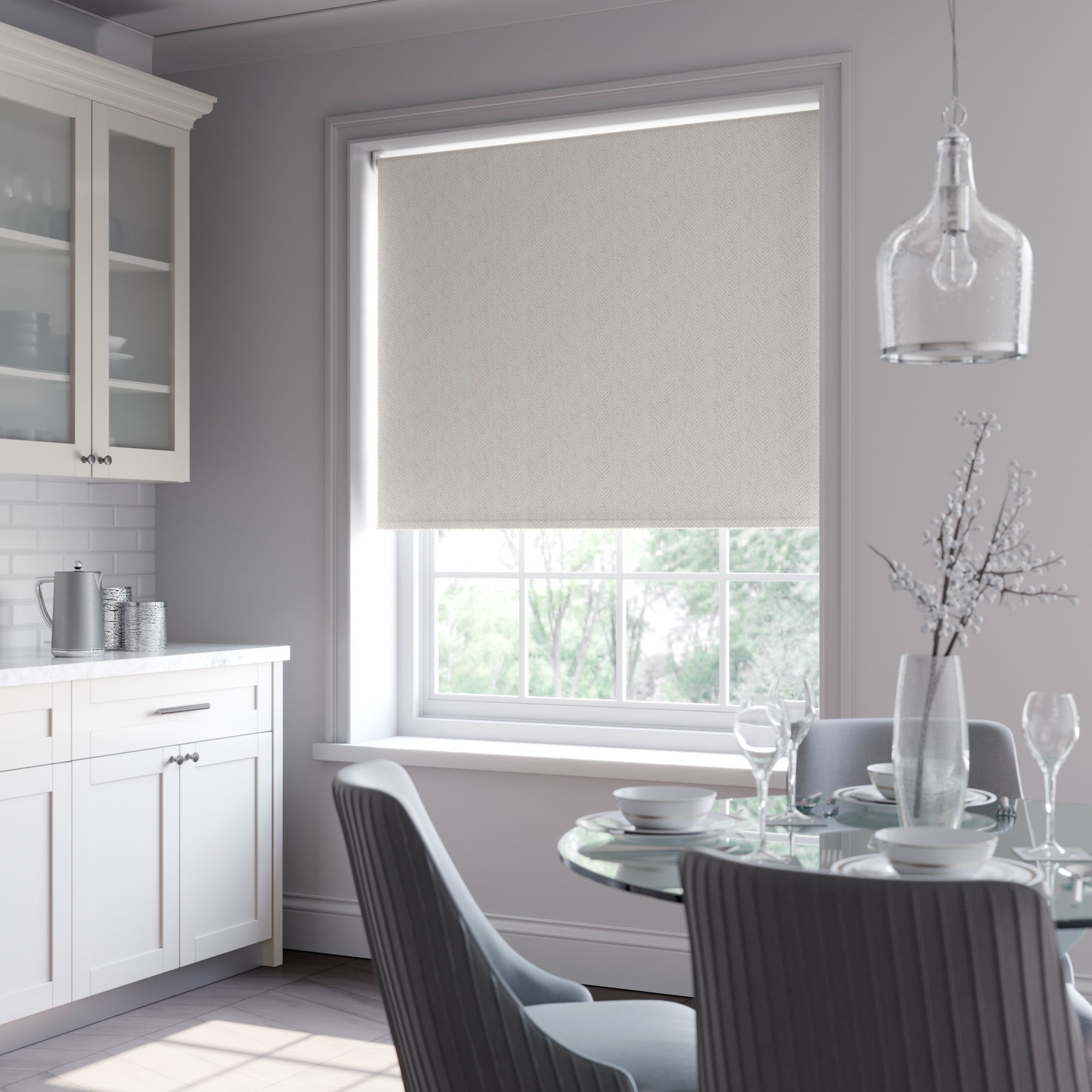 Herringbone Blackout Made to Measure Roller Blind Herringbone Stone