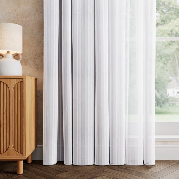 Chevron Made to Measure Voile Curtains White