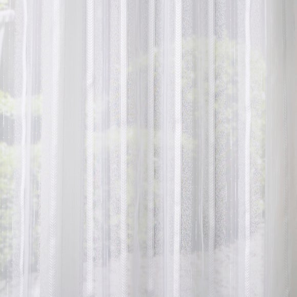 Chevron Made to Measure Voile Curtains White