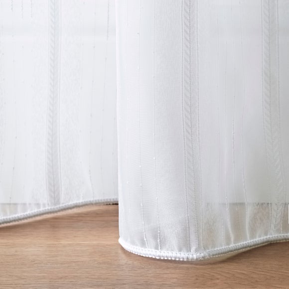 Chevron Made to Measure Voile Curtains White